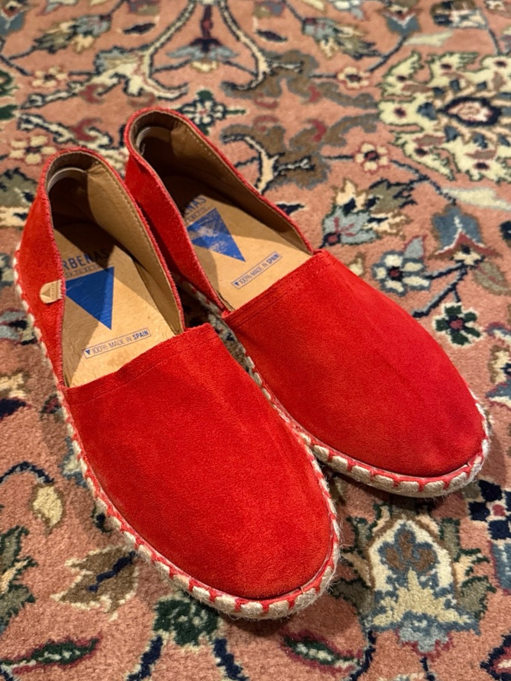 Women's Red Suede Espadrilles - Classic Slip-On